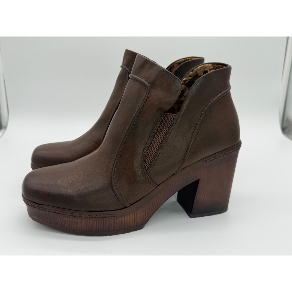 Korks Brown Platform Ankle Boots Chunky Block Heel Womens 9.5M - Picture 2 of 8